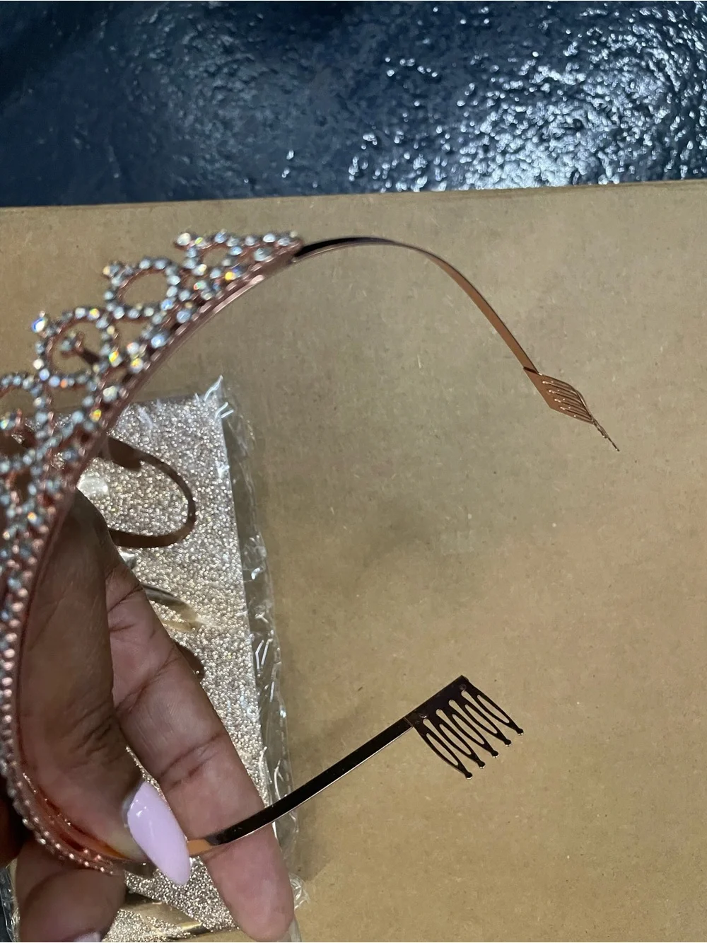 Rose Gold Rhinestone '13' Tiara Headband for Girls: 13th BIRTHDAY